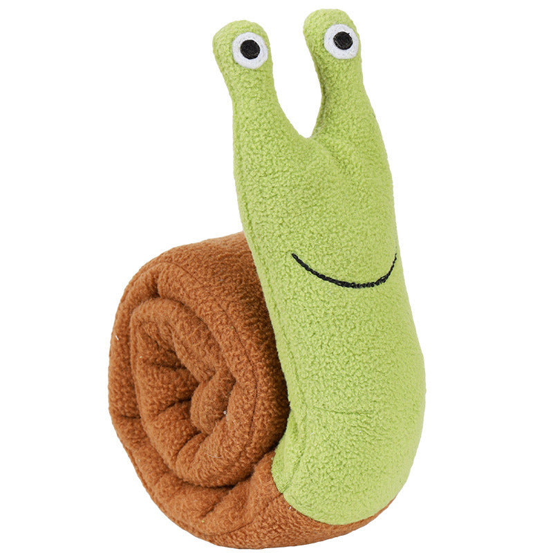 Cute snail shaped dog toy that unravels to hide treats in for your dog to find. Slow feeding toy.