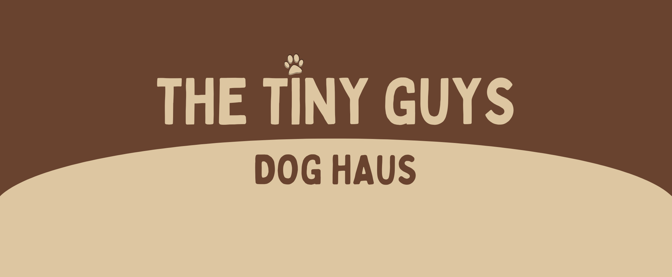 Web Banner ofThe Tiny Guys Dog Haus logo in brown and beige