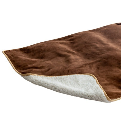 waterproof double layer dog blanket featuring dual fabrics fleece and teddy - colour coffee