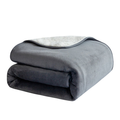 folded waterproof double layer dog blanket featuring dual fabrics fleece and teddy. Colour - slate